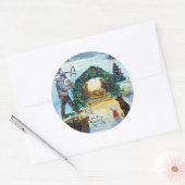 Kerstmis in het Boerderij Ronde Sticker (Envelop)