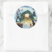 Kerstmis in het Boerderij Ronde Sticker (Tas)