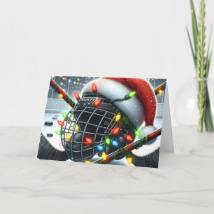 Kerstmis in het hockey feestdagen kaart