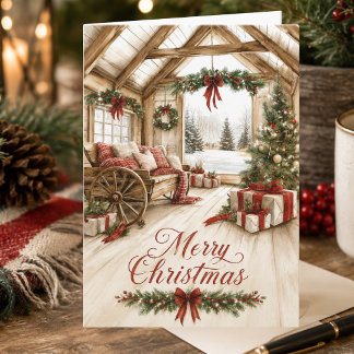 Kerstmis in het landelijke rood geruit rustieke Me Feestdagen Kaart