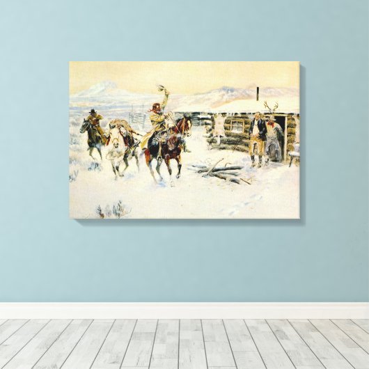 Kerstmis in het Line Camp Canvas Afdruk (Insitu (Houten vloer))