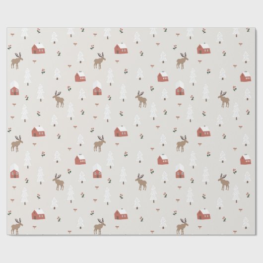 Kerstmis in het winterbos cadeaupapier (Vlak)