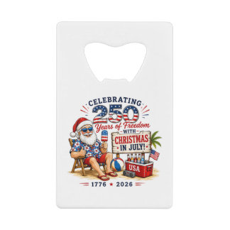 Kerstmis in juli 250 jaar 1776 2026 Patriotisch Su Kredietkaart Flessenopener