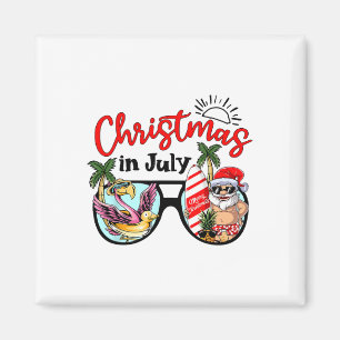 Kerstmis in juli alleenstaande Kerstman Flamingo Z Magneet