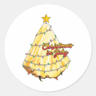 Kerstmis in juli ananas kerstboom zomer ronde sticker