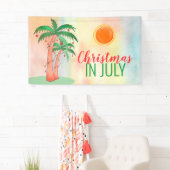 Kerstmis in juli BBQ Party Palm Trees Banner (Insitu)