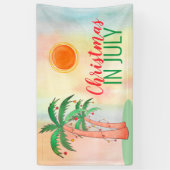Kerstmis in juli BBQ Party Palm Trees Banner (Verticaal)