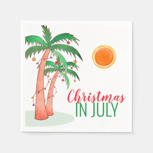 Kerstmis in juli BBQ Party Palm Trees Servet (Voorkant)