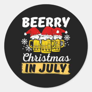Kerstmis in juli Beerry Xmas Kerstman Zomer Vrouwe Ronde Sticker