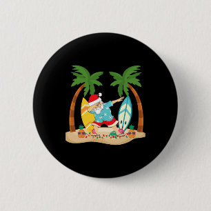 Kerstmis in juli Dabbing Kerstman Tropisch Strand Ronde Button 5,7 Cm