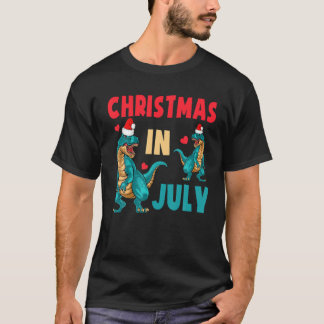Kerstmis in juli Dinosaur Xmas kerstman met Kinder T-shirt