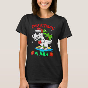 Kerstmis in juli dinosaurus zomerstrand Kinder jon T-shirt