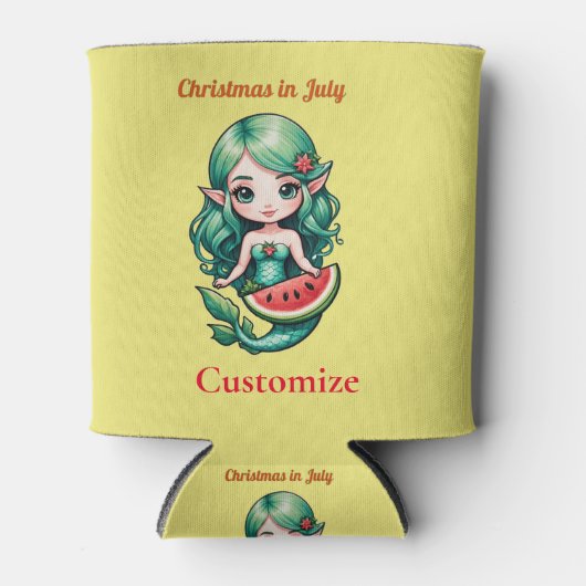 Kerstmis in juli Elf Zeemeermin Thunder_Cove Blikjeskoeler (Voorkant)