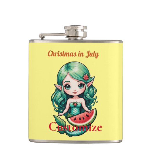 Kerstmis in juli Elf Zeemeermin Thunder_Cove Heupfles (Voorkant)