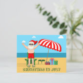 Kerstmis in juli-feest Zomer Kerstman Strand Briefkaart (Staand voorkant)