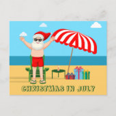 Kerstmis in juli-feest Zomer Kerstman Strand Briefkaart (Voorkant)