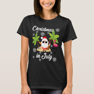 Kerstmis in juli Flamingo en Hawaiaanse minnaar T-shirt