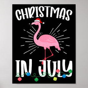 Kerstmis in juli Flamingo Kerstman Hawaiaanse zome Poster