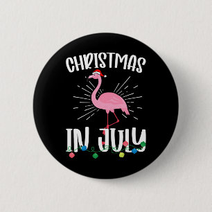 Kerstmis in juli Flamingo Kerstman Hawaiaanse zome Ronde Button 5,7 Cm