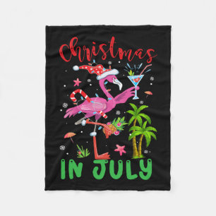 Kerstmis in juli Flamingo Kerstman Zomer Kerstmis  Fleece Deken