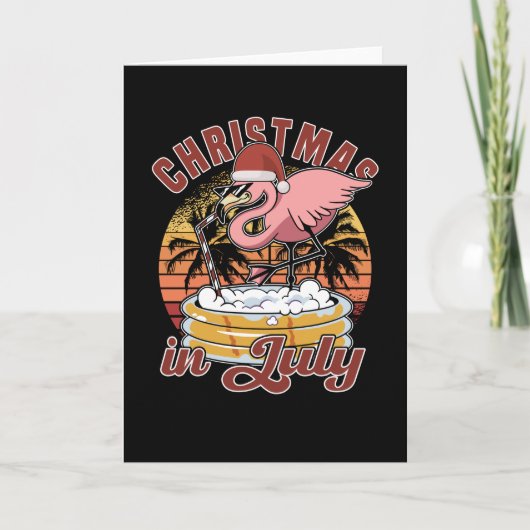 Kerstmis in juli flamingo Kerstmis in de zomer Kaart (Voorkant)