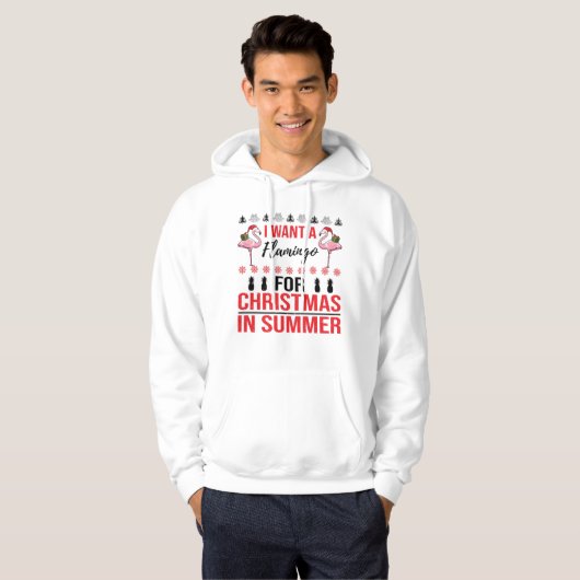 Kerstmis in juli Flamingo Merry Sommer Ugly Hoodie (Voorkant volledig)