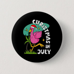 Kerstmis in juli Flamingo Schattig Strand Zomer Ke Ronde Button 5,7 Cm
