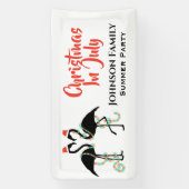 Kerstmis in juli Flamingo Summer Party Spandoek (Verticaal)