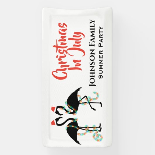 Kerstmis in juli Flamingo Summer Party Spandoek (Verticaal)