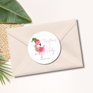 Kerstmis in juli Flamingo Tropical Ronde Sticker