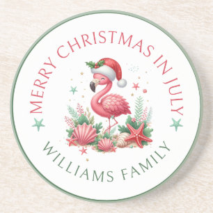 Kerstmis in juli Flamingo Zandsteen Onderzetter