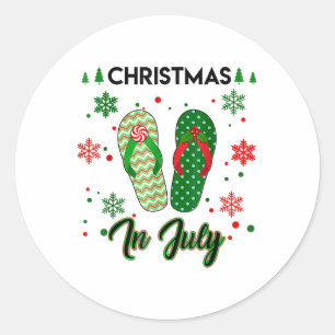 Kerstmis In Juli Flip Flops Zomer Vakantie Strand Ronde Sticker