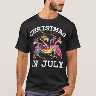 Kerstmis in juli Funny Pink Flamingos Drink Su T-shirt