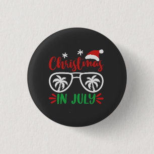 Kerstmis in juli Funny Xmas Kerstman Vakantie Zome Ronde Button 3,2 Cm