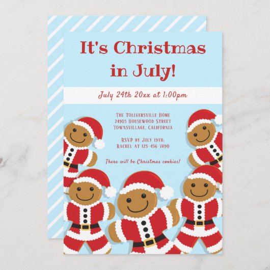 Kerstmis in juli Gingerbrood Santa Invite Kaart (Voorkant / Achterkant)