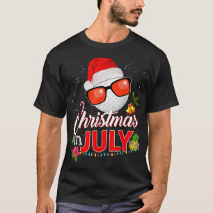 Kerstmis in juli Golf Golfer Glasses Santa Hat Su T-shirt