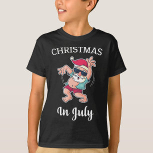Kerstmis in juli grappige dansende kerstman leuke t-shirt