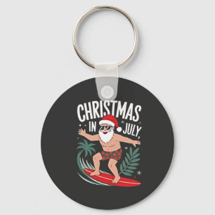 Kerstmis in juli Grappige kerst Kerstman Strand Sleutelhanger