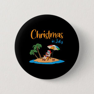 Kerstmis in juli grappige kerstman die watermeloen ronde button 5,7 cm