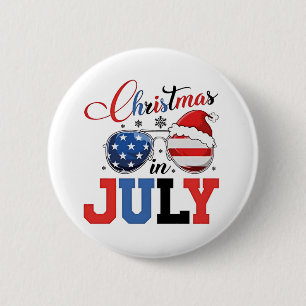 Kerstmis in juli Grappige Kerstman Xmas 4 juli  Ronde Button 5,7 Cm