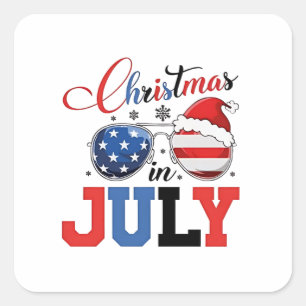 Kerstmis in juli Grappige Kerstman Xmas 4 juli Vierkante Sticker