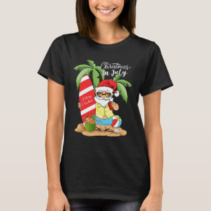 Kerstmis in juli Grappige Kerstman Zomer Watermelo T-shirt