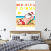 Kerstmis in juli Grappige Sinterklaas in Hawaï Vac Canvas Afdruk (Insitu (Slaapkamer))