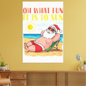 Kerstmis in juli Grappige Sinterklaas in Hawaï Vac Canvas Afdruk (Insitu (Woonkamer))