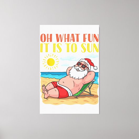 Kerstmis in juli Grappige Sinterklaas in Hawaï Vac Canvas Afdruk (Voorkant)