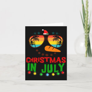 Kerstmis in juli grappige sneeuwman strand zomer H Kaart