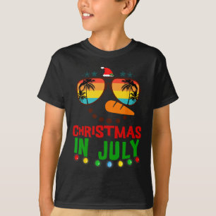 Kerstmis in juli Grappige Sneeuwman Strand Zomer H T-shirt