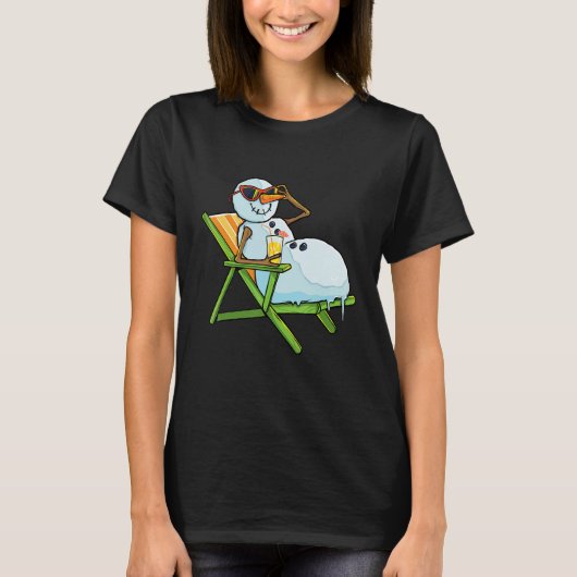 Kerstmis in juli Grappige Snowman Beach Zomer Hawa T-shirt (Voorkant)