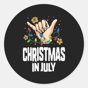 Kerstmis in juli Hawaï Bloem Strand Kerstboom Mu Ronde Sticker