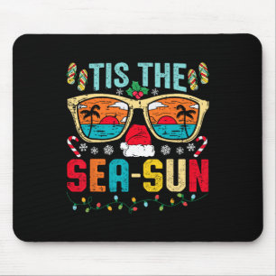 Kerstmis in juli is de zee zon kerstman strand zom muismat